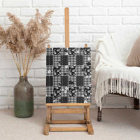 Black Palaka Japanese Patterns Canvas Wall Art Koi Fish Asanoha Sakura Patchwork Stylized - Polynesian Pride