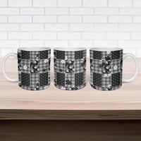 Black Palaka Japanese Patterns Ceramic Mug Koi Fish Asanoha Sakura Patchwork Stylized - Polynesian Pride