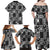 Black Palaka Japanese Patterns Family Matching Off Shoulder Maxi Dress and Hawaiian Shirt Koi Fish Asanoha Sakura Patchwork Stylized - Polynesian Pride