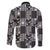 Black Palaka Japanese Patterns Family Matching Off Shoulder Maxi Dress and Hawaiian Shirt Koi Fish Asanoha Sakura Patchwork Stylized - Polynesian Pride