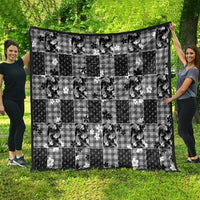 Black Palaka Japanese Patterns Quilt Koi Fish Asanoha Sakura Patchwork Stylized - Polynesian Pride