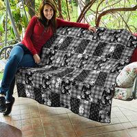 Black Palaka Japanese Patterns Quilt Koi Fish Asanoha Sakura Patchwork Stylized - Polynesian Pride