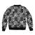 Black Palaka Japanese Patterns Sleeve Zip Bomber Jacket Koi Fish Asanoha Sakura Patchwork Stylized - Polynesian Pride
