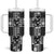 Black Palaka Japanese Patterns Tumbler With Handle Koi Fish Asanoha Sakura Patchwork Stylized - Polynesian Pride
