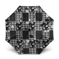 Black Palaka Japanese Patterns Umbrella Koi Fish Asanoha Sakura Patchwork Stylized - Polynesian Pride