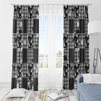Black Palaka Japanese Patterns Window Curtain Koi Fish Asanoha Sakura Patchwork Stylized - Polynesian Pride