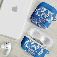 Toa Samoa Rugby Custom AirPods Case Uso aso uma Samoan Pattern Blue - Polynesian Pride