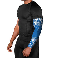 Toa Samoa Rugby Custom Arm Sleeves Uso aso uma Samoan Pattern Blue - Polynesian Pride