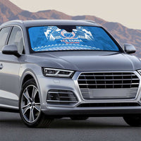 Toa Samoa Rugby Custom Auto Sun Shade Uso aso uma Samoan Pattern Blue - Polynesian Pride