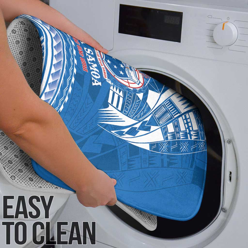 Toa Samoa Rugby Custom Bathroom Set Uso aso uma Samoan Pattern Blue - Polynesian Pride