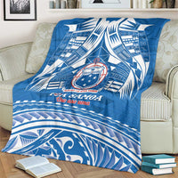 Toa Samoa Rugby Custom Blanket Uso aso uma Samoan Pattern Blue - Polynesian Pride