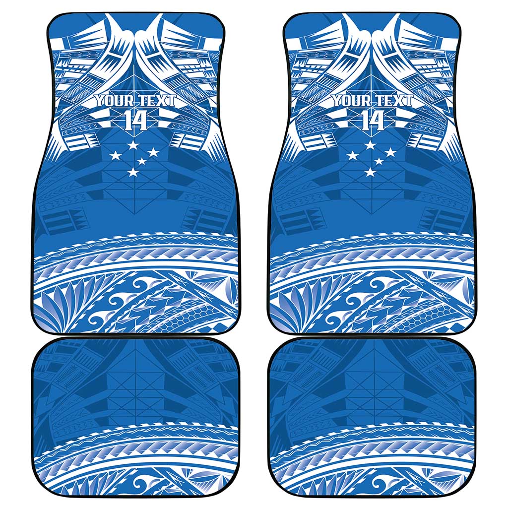 Toa Samoa Rugby Custom Car Mats Uso aso uma Samoan Pattern Blue - Polynesian Pride