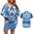 Toa Samoa Rugby Custom Couples Matching Off Shoulder Short Dress and Hawaiian Shirt Uso aso uma Samoan Pattern Blue - Polynesian Pride