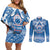 Toa Samoa Rugby Custom Couples Matching Off Shoulder Short Dress and Long Sleeve Button Shirt Uso aso uma Samoan Pattern Blue - Polynesian Pride