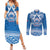 Toa Samoa Rugby Custom Couples Matching Summer Maxi Dress and Long Sleeve Button Shirt Uso aso uma Samoan Pattern Blue - Polynesian Pride
