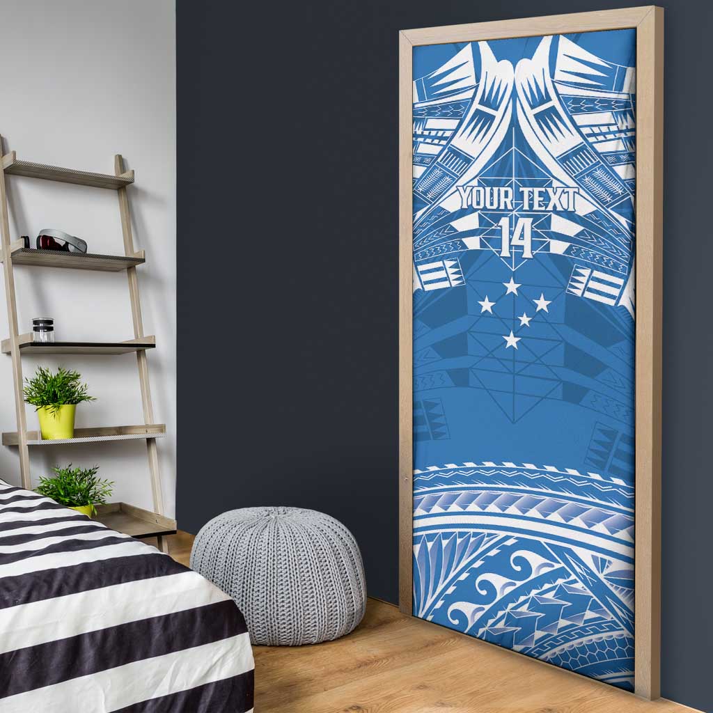 Toa Samoa Rugby Custom Door Cover Uso aso uma Samoan Pattern Blue - Polynesian Pride