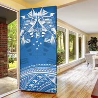 Toa Samoa Rugby Custom Door Cover Uso aso uma Samoan Pattern Blue - Polynesian Pride