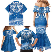 Toa Samoa Rugby Custom Family Matching Mermaid Dress and Hawaiian Shirt Uso aso uma Samoan Pattern Blue - Polynesian Pride