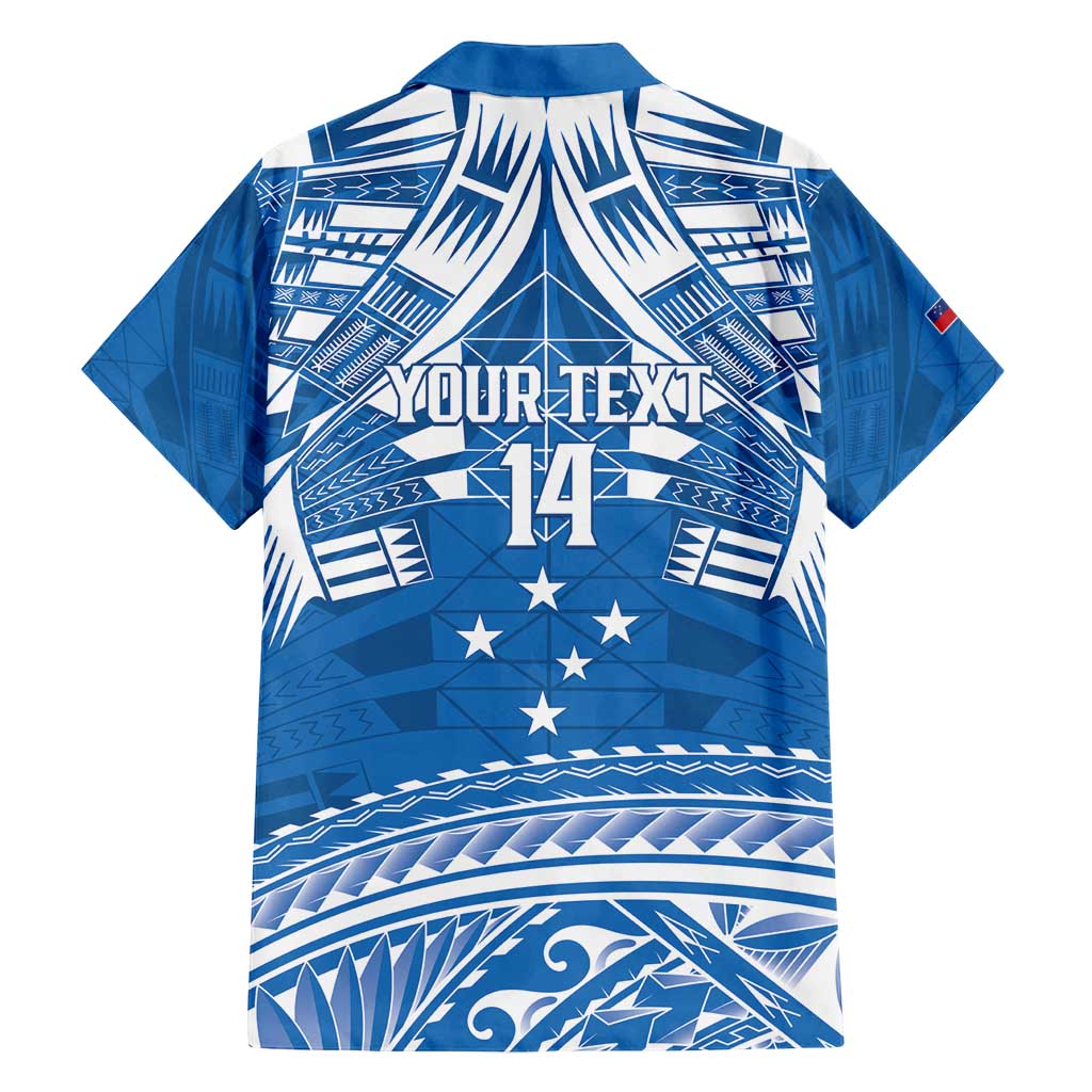 Toa Samoa Rugby Custom Family Matching Off Shoulder Maxi Dress and Hawaiian Shirt Uso aso uma Samoan Pattern Blue - Polynesian Pride