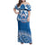 Toa Samoa Rugby Custom Family Matching Off Shoulder Maxi Dress and Hawaiian Shirt Uso aso uma Samoan Pattern Blue - Polynesian Pride