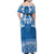 Toa Samoa Rugby Custom Family Matching Off Shoulder Maxi Dress and Hawaiian Shirt Uso aso uma Samoan Pattern Blue - Polynesian Pride