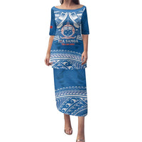 Toa Samoa Rugby Custom Family Matching Puletasi and Hawaiian Shirt Uso aso uma Samoan Pattern Blue - Polynesian Pride