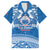 Toa Samoa Rugby Custom Family Matching Short Sleeve Bodycon Dress and Hawaiian Shirt Uso aso uma Samoan Pattern Blue - Polynesian Pride