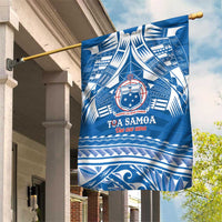 Toa Samoa Rugby Custom Garden Flag Uso aso uma Samoan Pattern Blue - Polynesian Pride