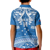 Toa Samoa Rugby Custom Kid Polo Shirt Uso aso uma Samoan Pattern Blue - Polynesian Pride