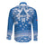 Toa Samoa Rugby Custom Long Sleeve Button Shirt Uso aso uma Samoan Pattern Blue - Polynesian Pride