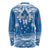 Toa Samoa Rugby Custom Long Sleeve Shirt Uso aso uma Samoan Pattern Blue - Polynesian Pride