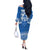 Toa Samoa Rugby Custom Off The Shoulder Long Sleeve Dress Uso aso uma Samoan Pattern Blue - Polynesian Pride