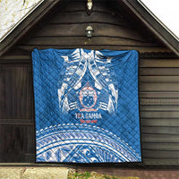 Toa Samoa Rugby Custom Quilt Uso aso uma Samoan Pattern Blue - Polynesian Pride