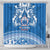 Toa Samoa Rugby Custom Shower Curtain Uso aso uma Samoan Pattern Blue - Polynesian Pride