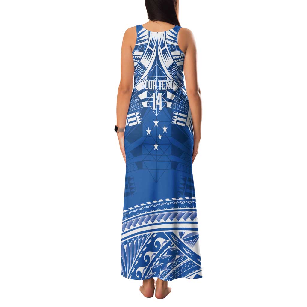 Toa Samoa Rugby Custom Tank Maxi Dress Uso aso uma Samoan Pattern Blue - Polynesian Pride