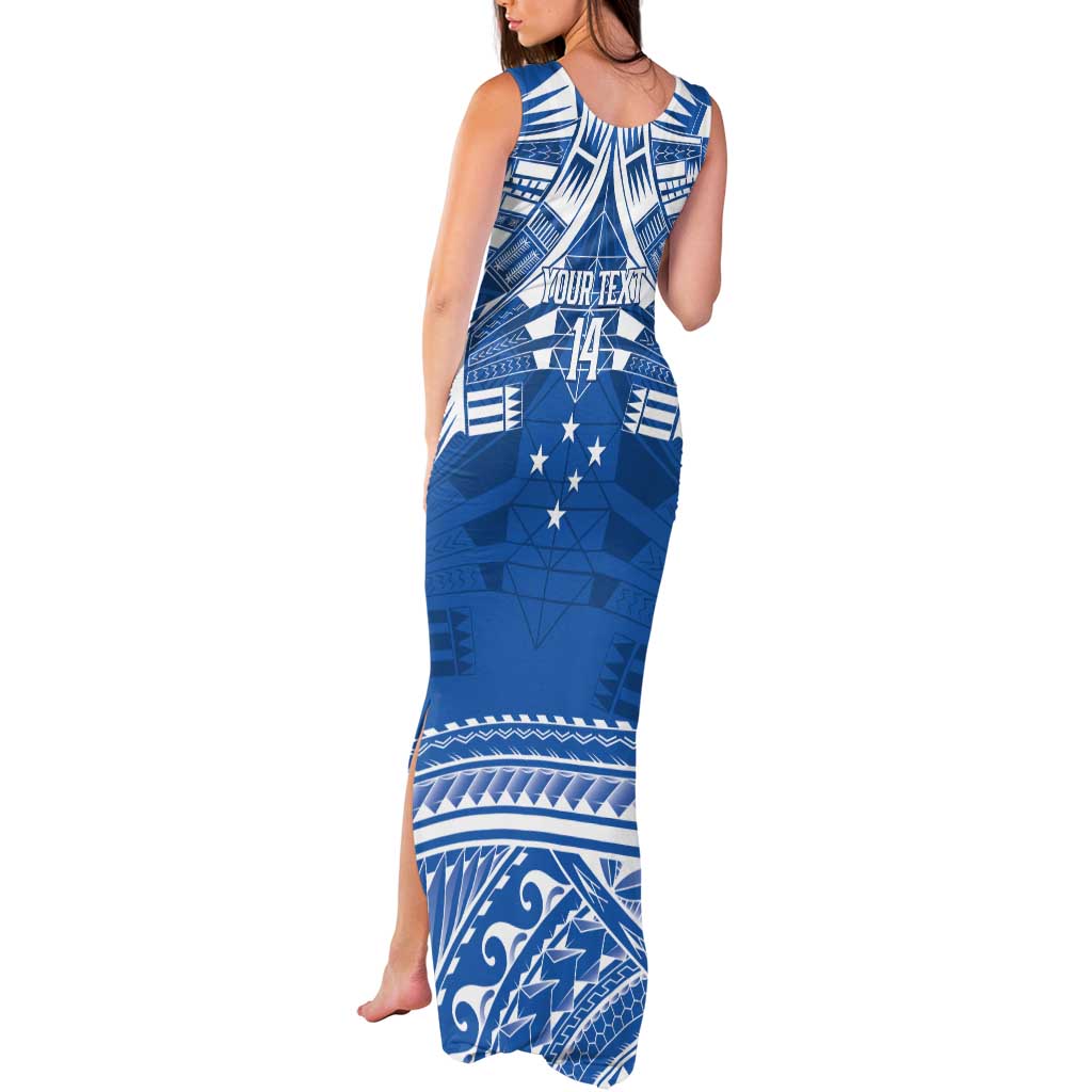 Toa Samoa Rugby Custom Tank Maxi Dress Uso aso uma Samoan Pattern Blue - Polynesian Pride