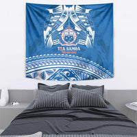 Toa Samoa Rugby Custom Tapestry Uso aso uma Samoan Pattern Blue - Polynesian Pride