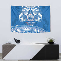 Toa Samoa Rugby Custom Tapestry Uso aso uma Samoan Pattern Blue - Polynesian Pride