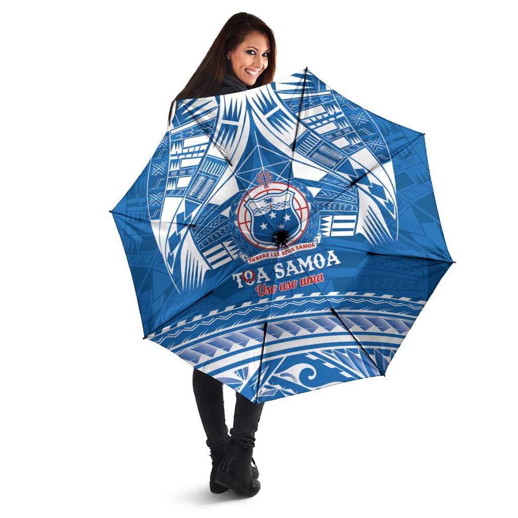 Toa Samoa Rugby Custom Umbrella Uso aso uma Samoan Pattern Blue - Polynesian Pride