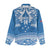 Toa Samoa Rugby Custom Women Casual Shirt Uso aso uma Samoan Pattern Blue - Polynesian Pride