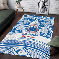 Toa Samoa Rugby Custom Area Rug Uso aso uma Samoan Pattern White - Polynesian Pride