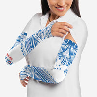 Toa Samoa Rugby Custom Arm Sleeves Uso aso uma Samoan Pattern White - Polynesian Pride