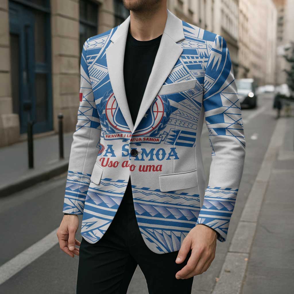 Toa Samoa Rugby Custom Blazer Uso aso uma Samoan Pattern White - Polynesian Pride