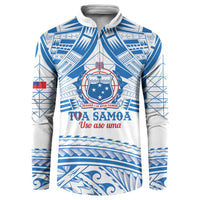 Toa Samoa Rugby Custom Button Sweatshirt Uso aso uma Samoan Pattern White - Polynesian Pride