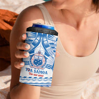 Toa Samoa Rugby Custom 4 in 1 Can Cooler Tumbler Uso aso uma Samoan Pattern White - Polynesian Pride