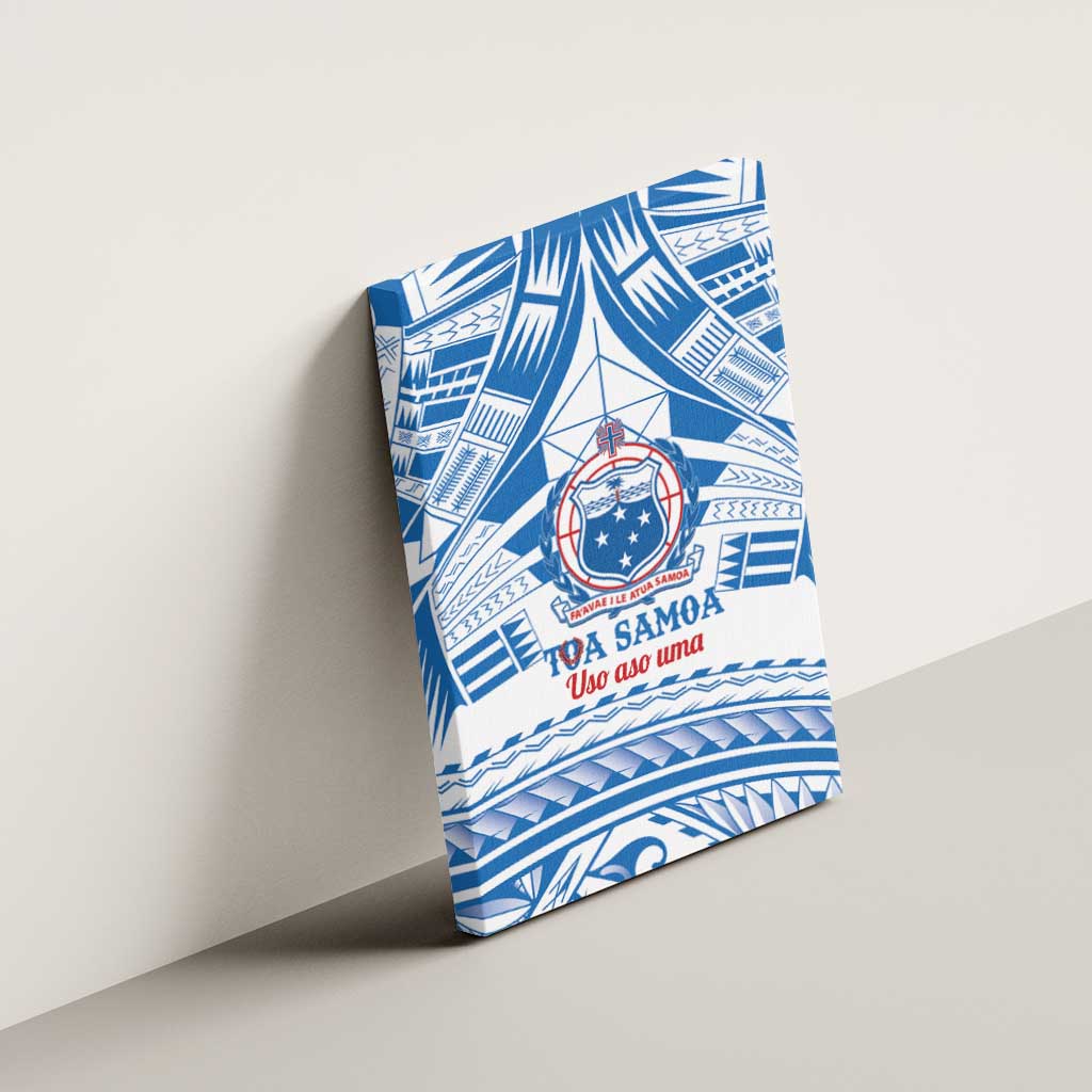 Toa Samoa Rugby Custom Canvas Wall Art Uso aso uma Samoan Pattern White - Polynesian Pride