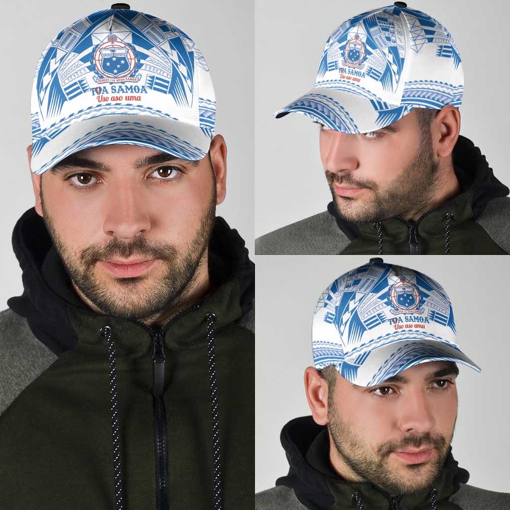 Toa Samoa Rugby Classic Cap Uso aso uma Samoan Pattern White - Polynesian Pride