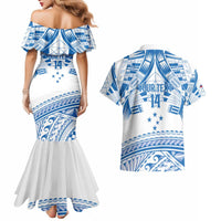 Toa Samoa Rugby Custom Couples Matching Mermaid Dress and Hawaiian Shirt Uso aso uma Samoan Pattern White - Polynesian Pride