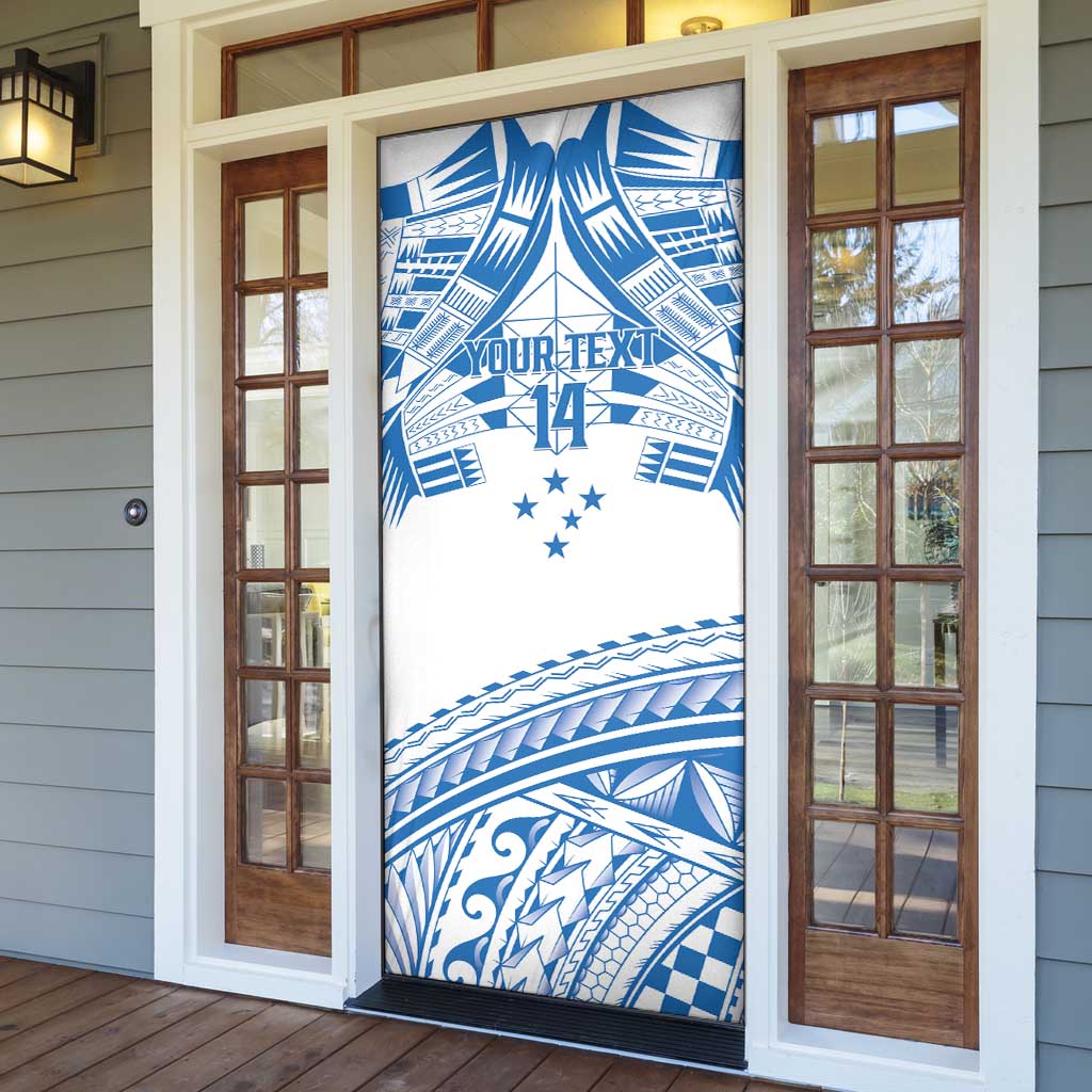 Toa Samoa Rugby Custom Door Cover Uso aso uma Samoan Pattern White - Polynesian Pride