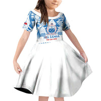 Toa Samoa Rugby Custom Family Matching Off Shoulder Short Dress and Hawaiian Shirt Uso aso uma Samoan Pattern White - Polynesian Pride